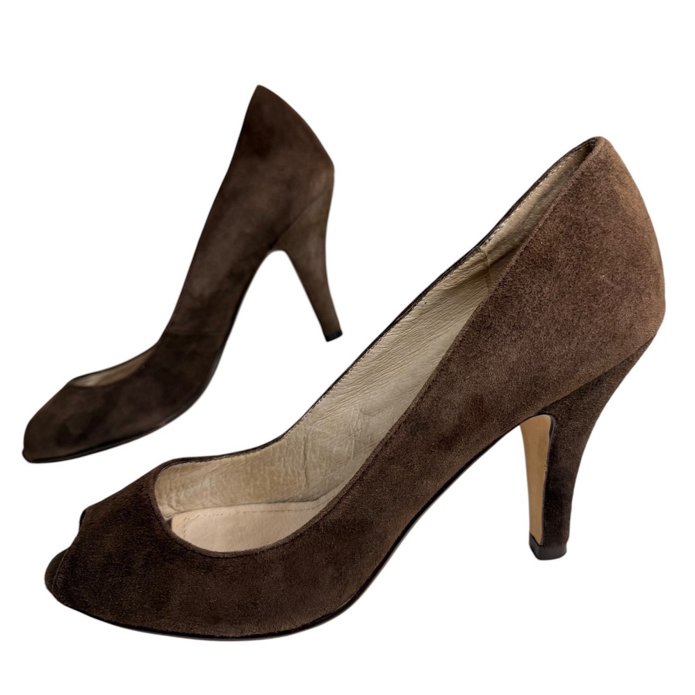 Steve Madden Elaa Brown Suede Peep Toe Pumps Heels Womens 7M